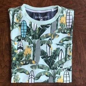 Free Planet Surf Board Print Tee